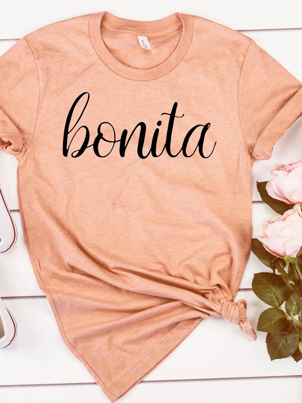 Bonita Script Graphic Tee in Peach - Women's Short Sleeve